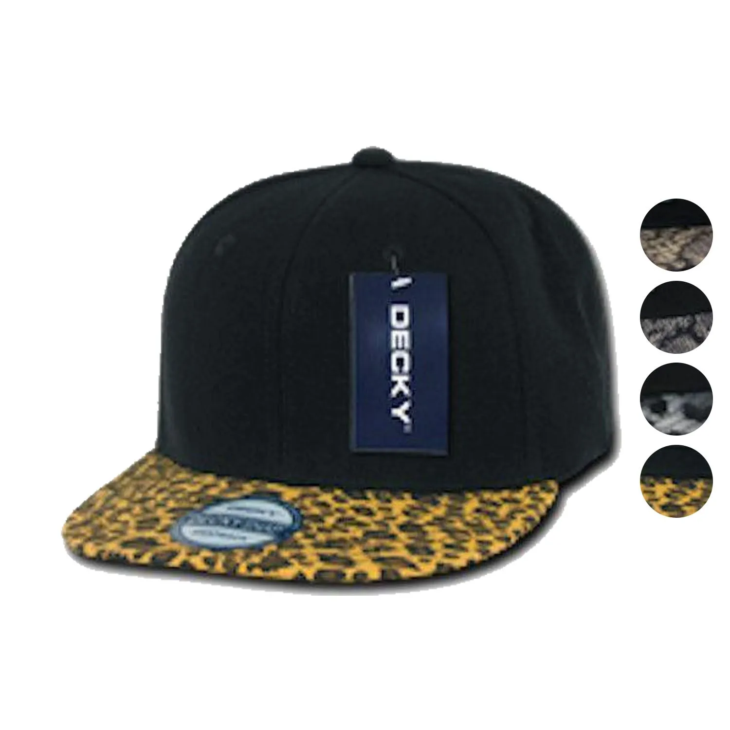 1 Dozen Decky Animal Print Retro Flat Bill Hats Snake Leopard Skin Wholesale