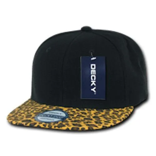 1 Dozen Decky Animal Print Retro Flat Bill Hats Snake Leopard Skin Wholesale