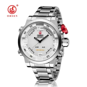 2017 OHSEN Watches Men's Casual Watch Multi-function Led Watches Men Dual Time Zone With Alarm Sports Diver Quartz Wristwatches