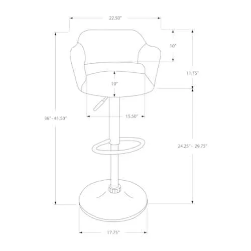 21" x 22.5" x 36" Light Grey Foam Metal Leather Look  Barstool