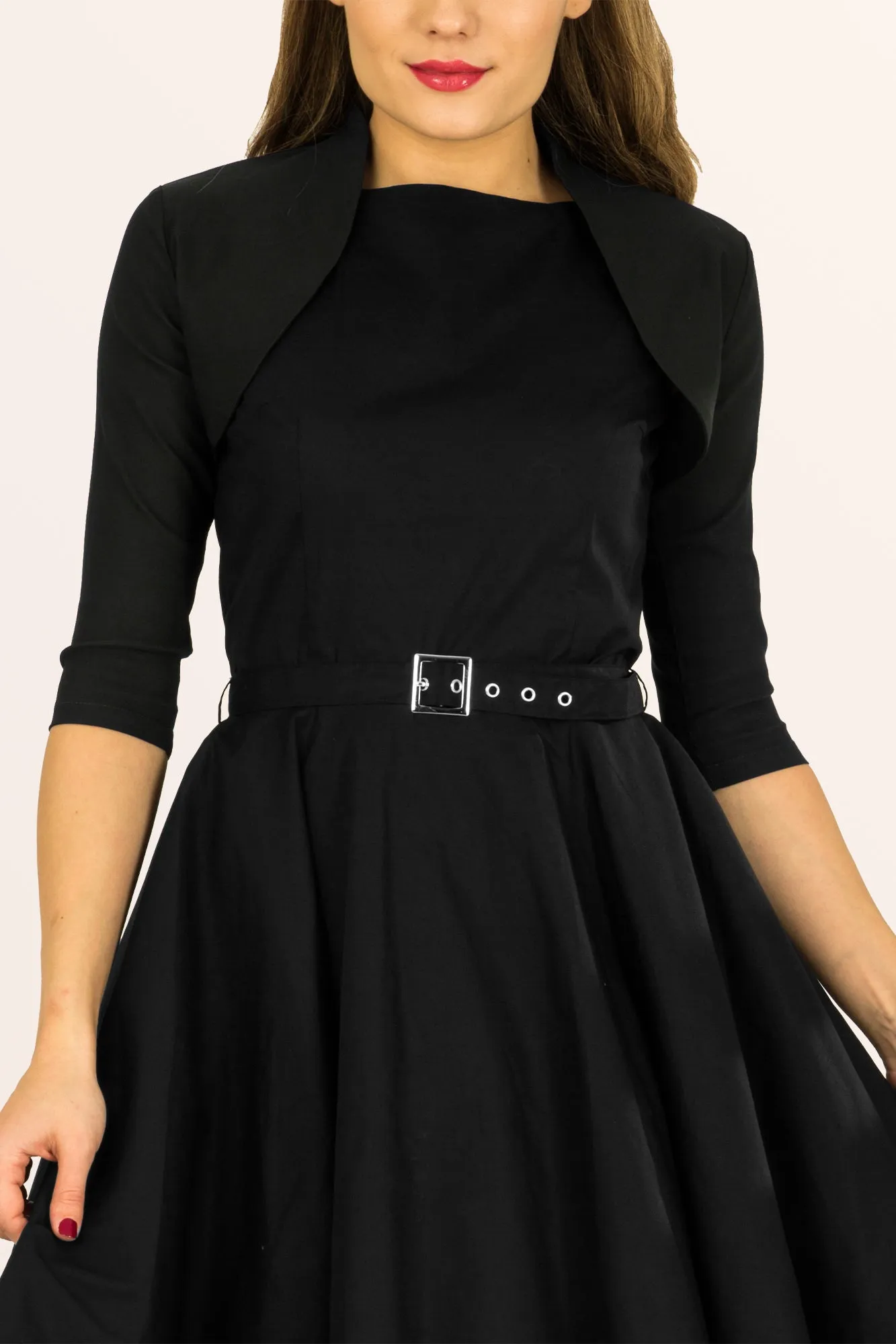 3/4 Sleeve Tailored Bolero - Black