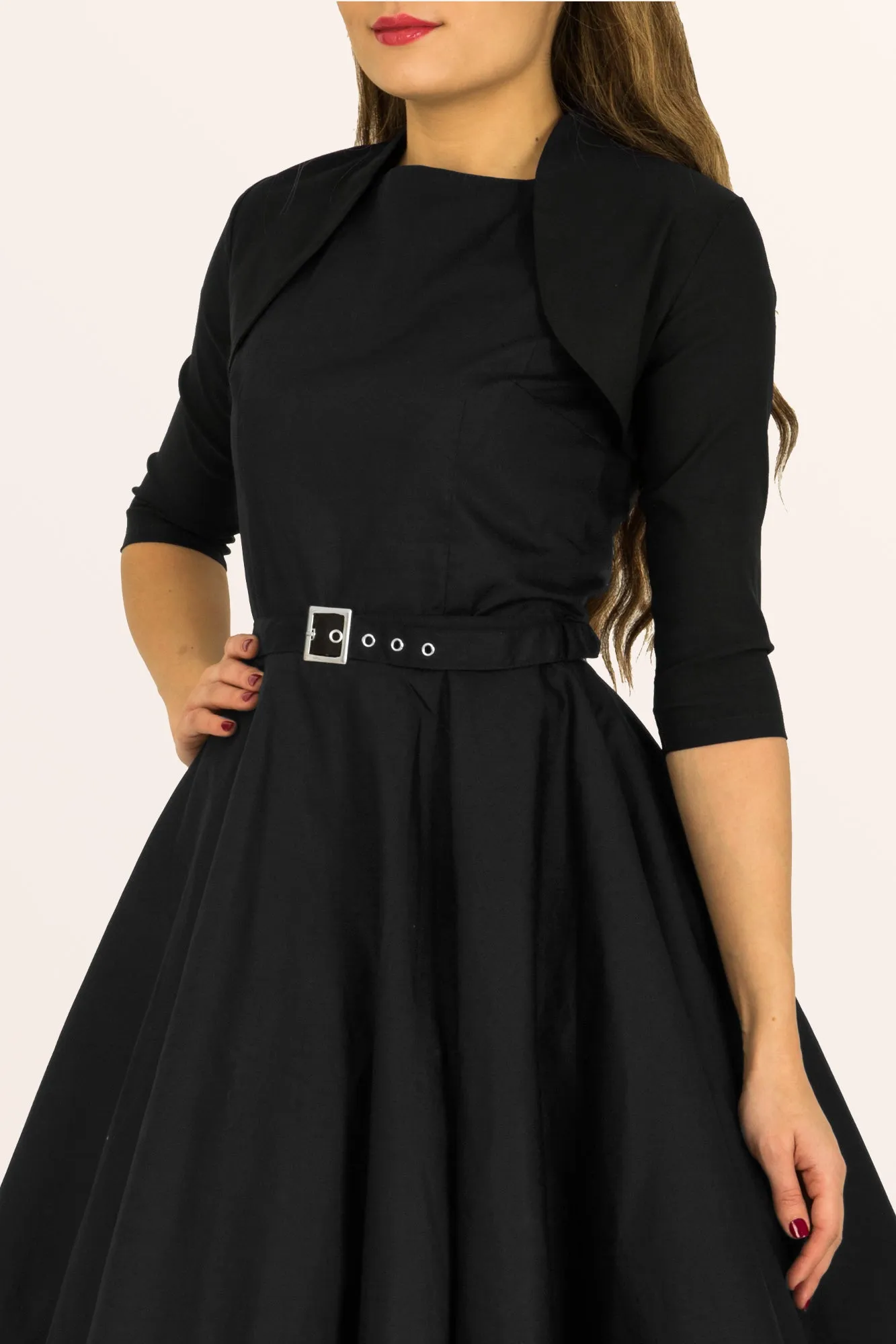 3/4 Sleeve Tailored Bolero - Black