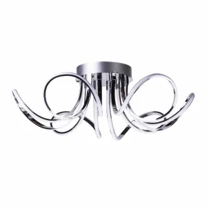 6  Petal Flower LED Strip Flush Mount Lamp // Chrome and  Dimmable