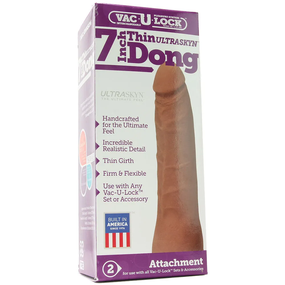 7 Inch Thin ULTRASKYN Vac-U-Lock Dildo in Brown