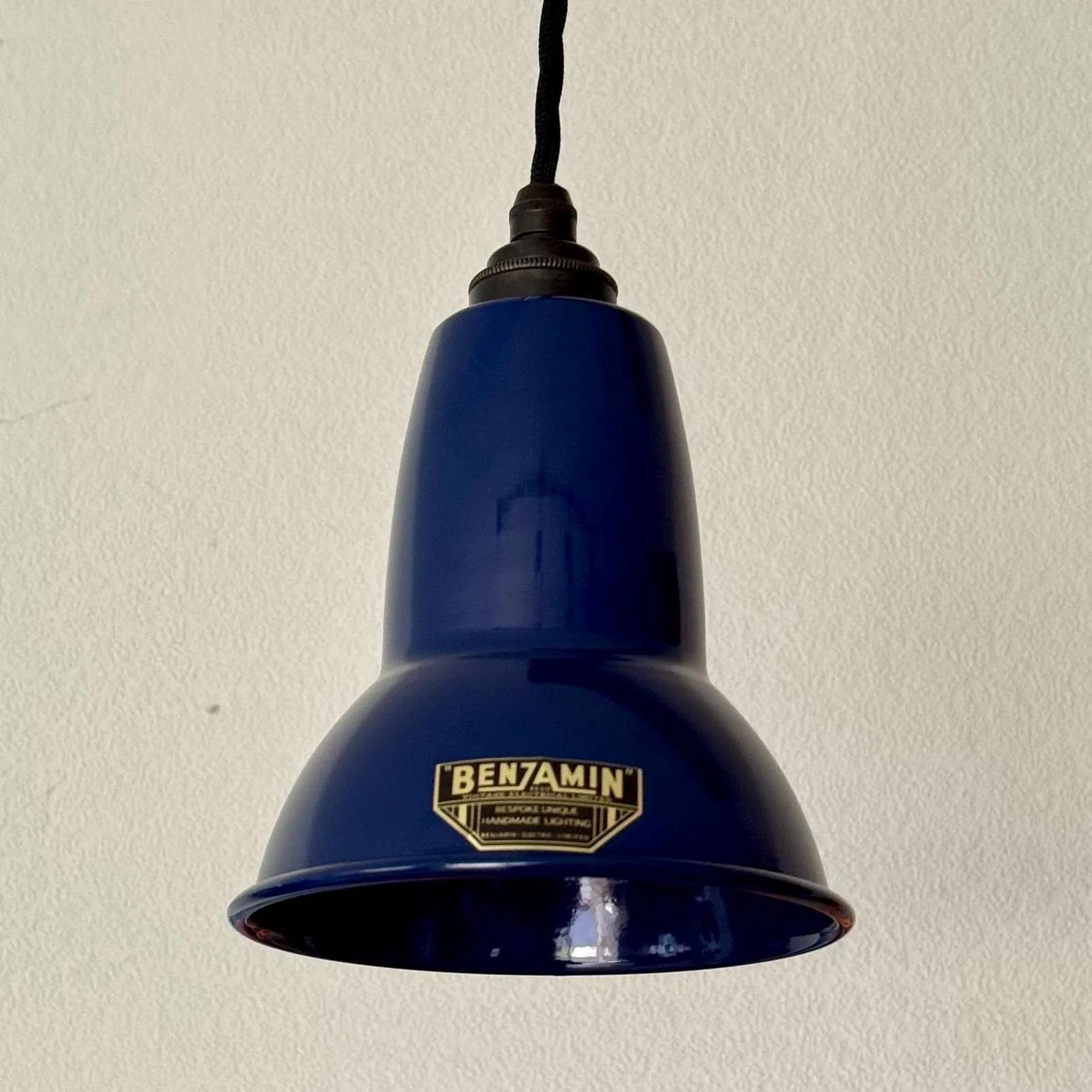 Alby ~ 3 x Royal Blue Lampshade Pendant Set Wooden Track Light | Dining Room | Kitchen Table