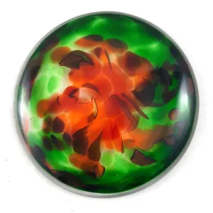 Art Glass Rondel for Stained Glass Work, Red and Green, 3.5"