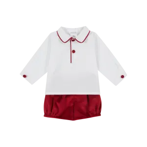 AW23 Deolinda Baby Boys Red Velvet Jam Pants Set