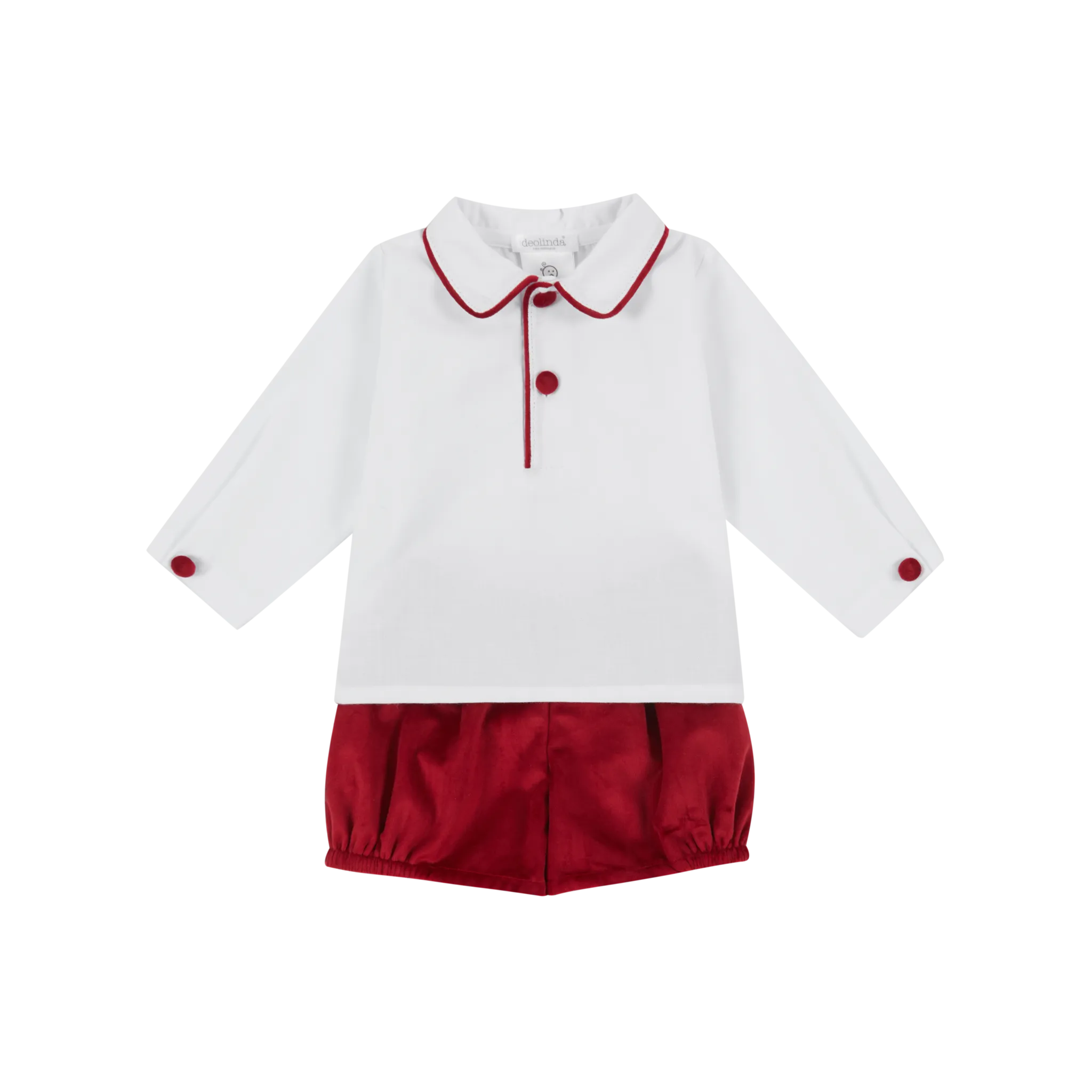 AW23 Deolinda Baby Boys Red Velvet Jam Pants Set