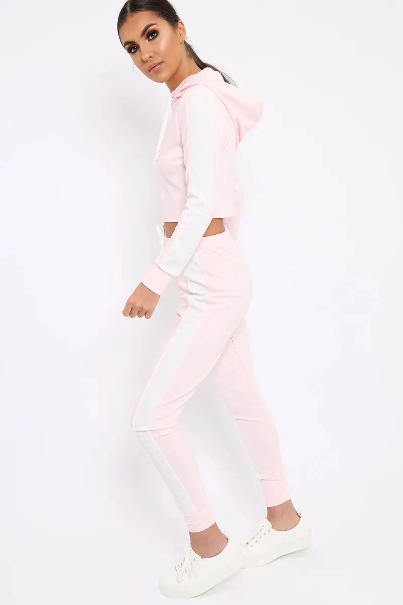 Baby Pink Tracksuit with White Stripe - Sascha