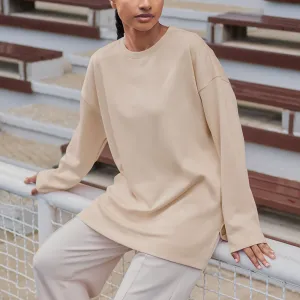 Back Pleated Sweatshirt - Beige