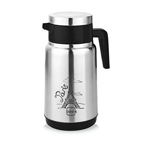 Basik Contour 2200 Stainless Steel Insulated Flask - Silver/Black