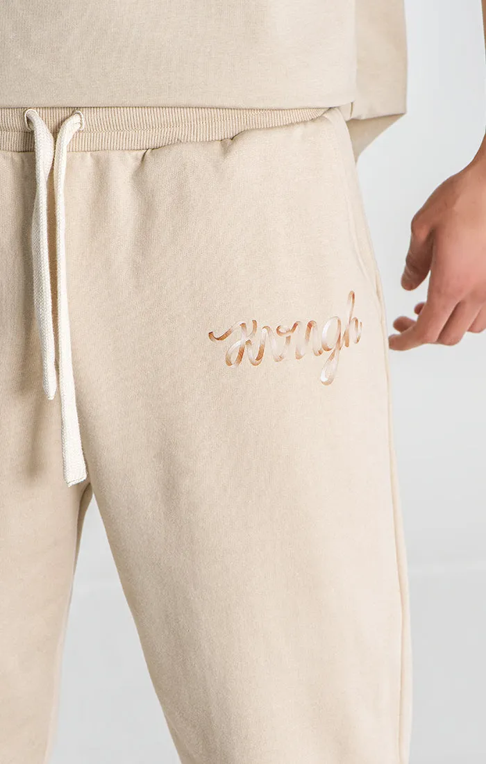 Beige Laced Loose Joggers