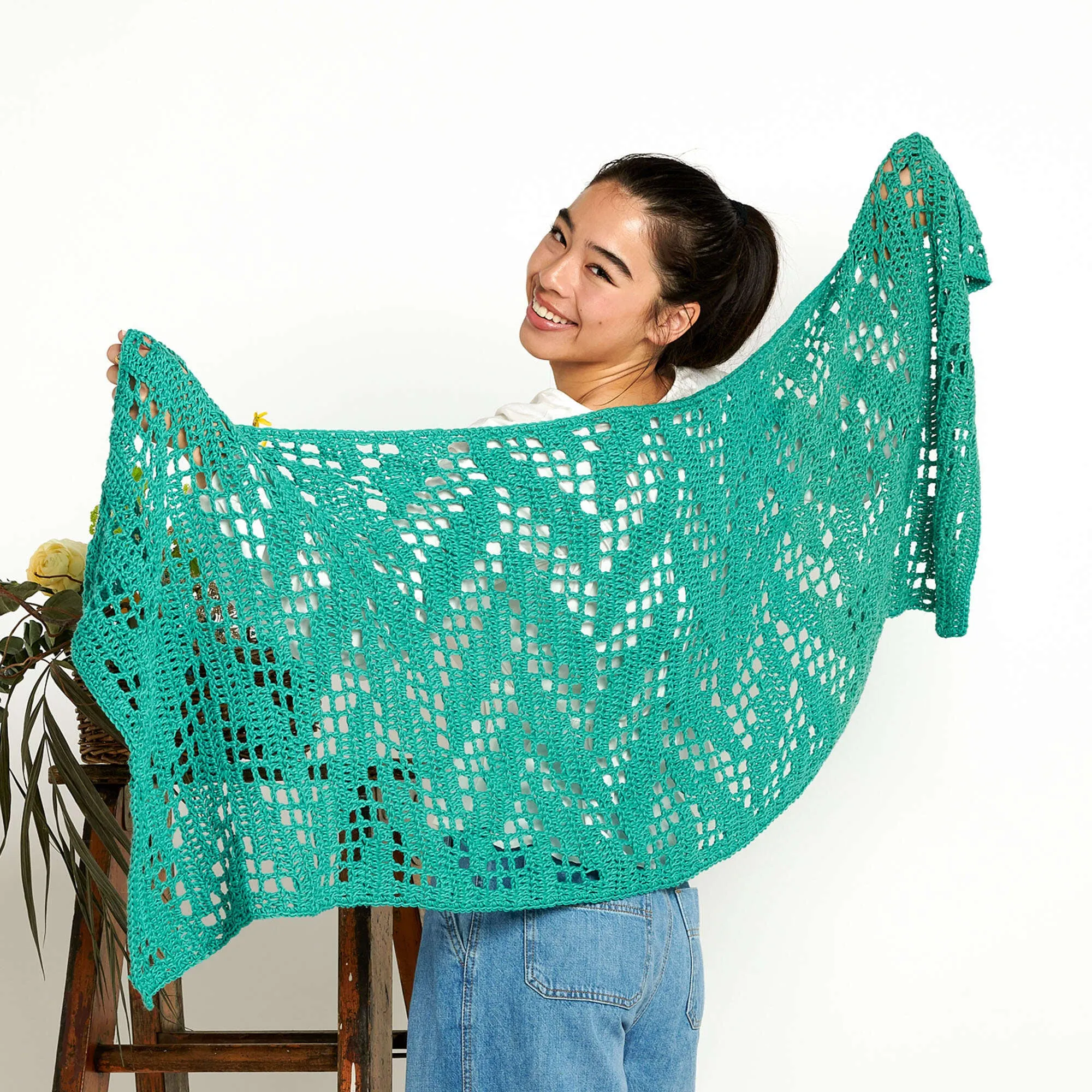 Bernat Zig Zagging Filet Crochet Shawl