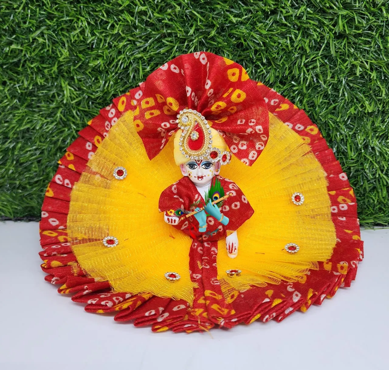 bhandhej dress for little kanha ji , ladoo gopal ji with pagdi dress