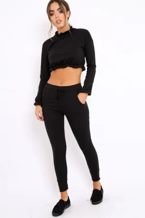 Black Frill Hem Tracksuit - Adah