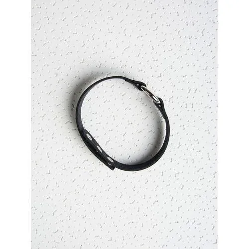 Black Leather Look Circle Detail Choker Necklace