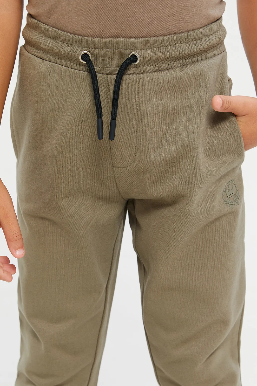 Boys Beige Solid Active Pants (Pack of 2)