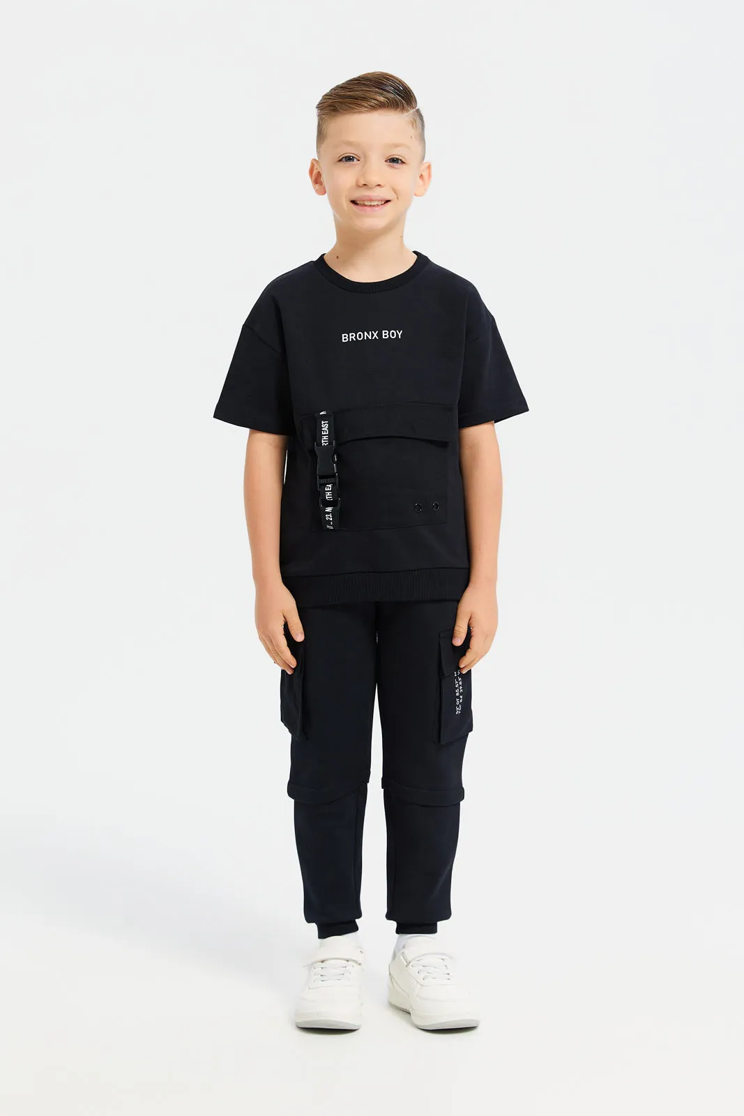 Boys Black Interlock Jog Pants