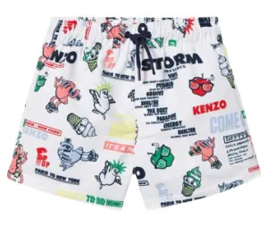 Boys White Ice cream Graphic Shorts