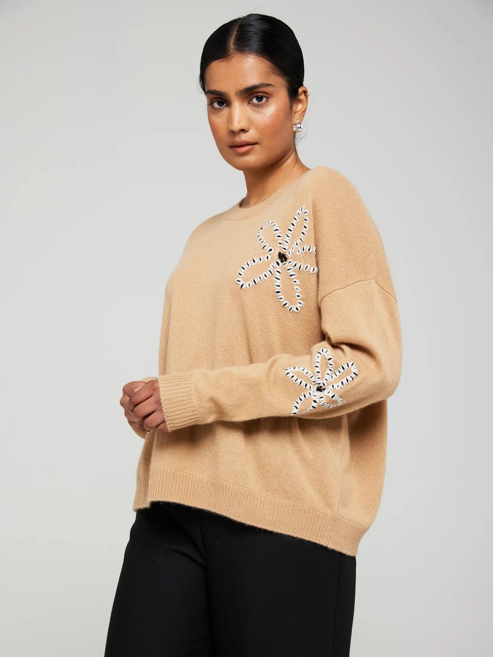 Br054 Camel Camilla Crewneck Sweater