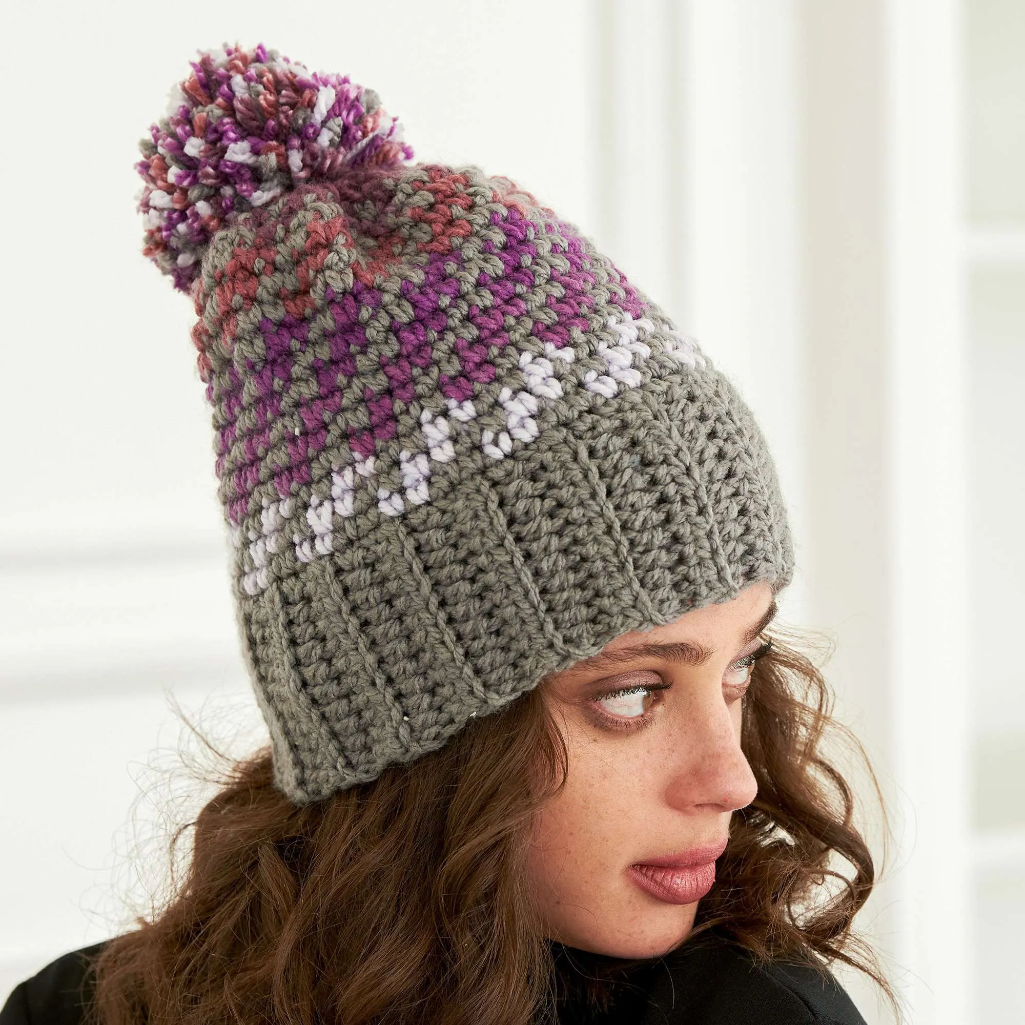 Caron Crochet Spiral Striped Hat