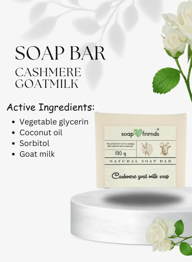 Cashmere Goat Milk Soap Bar | Gentle Cleansing Cashmere Soap for Nourished and Moisturized Skin,130gm | Soap&Friends