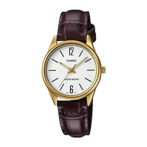 Casio Ladies' Standard Analog Dark Brown Leather Strap Band Watch LTPV005GL-7B LTP-V005GL-7B