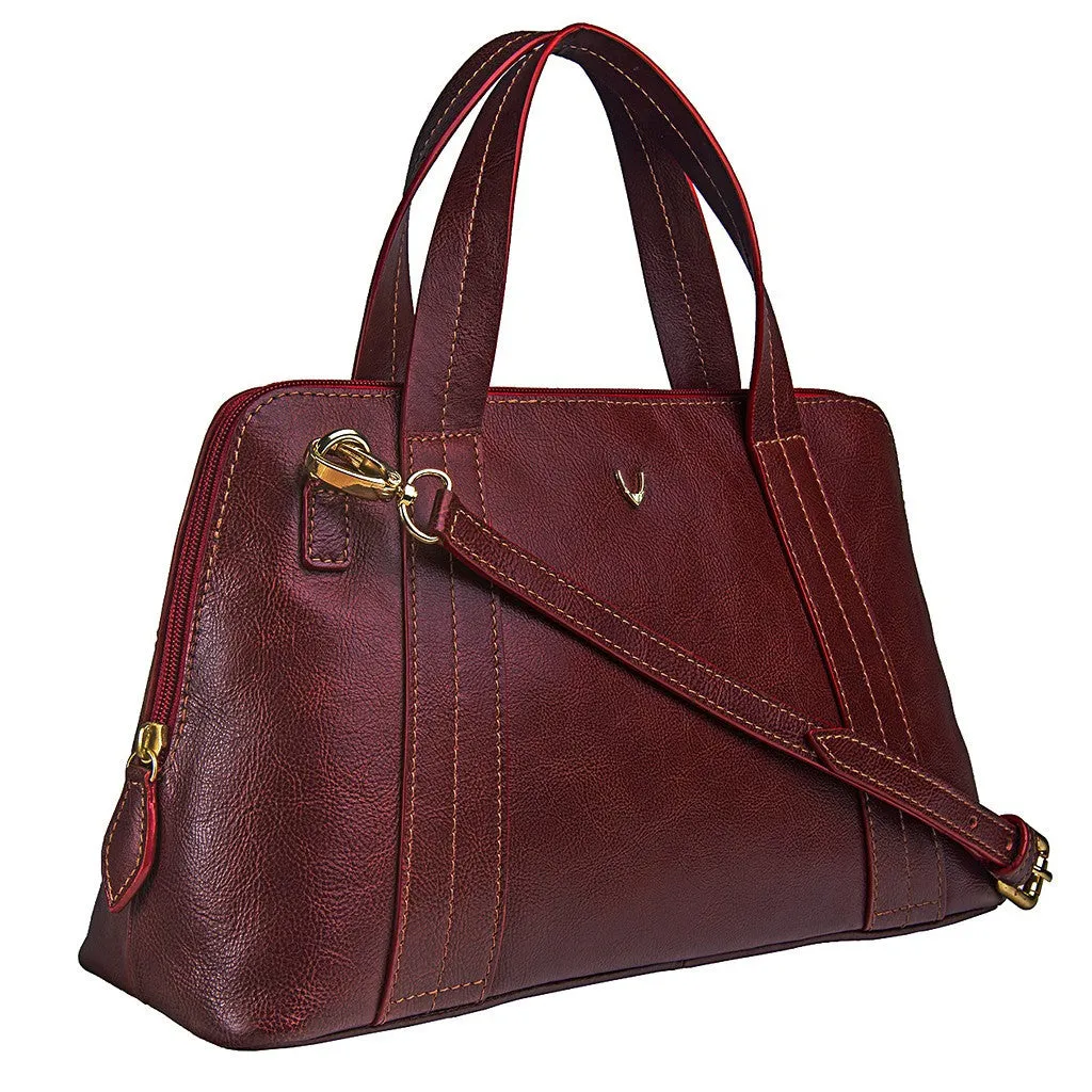 Cerys Leather Satchel in Red