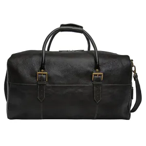 Charles Leather Cabin Travel Duffle Weekend Bag in Black