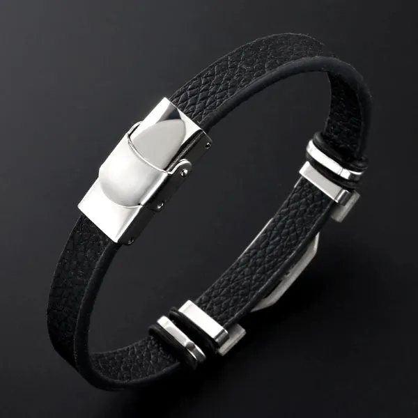 Classy Men Cancer Star Sign Leather Bracelet