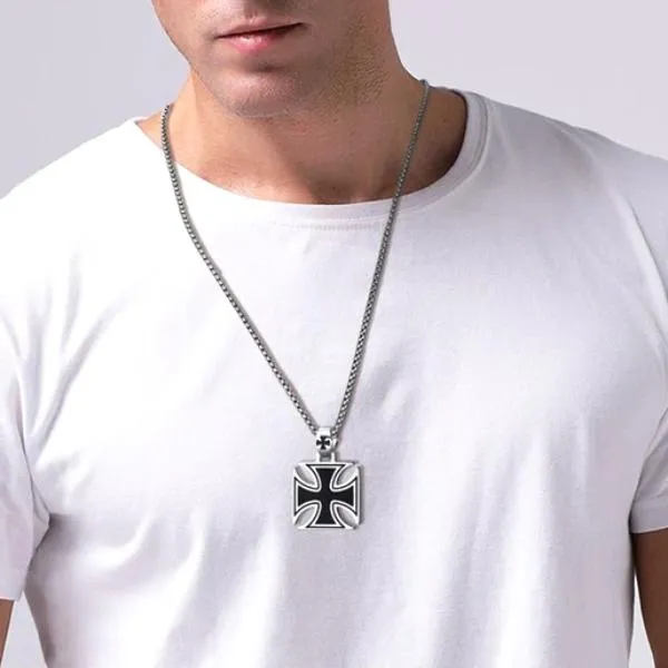 Classy Men Iron Cross Pendant Necklace