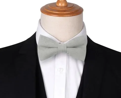 Classy Men Light Grey Cotton Pre-Tied Bow Tie