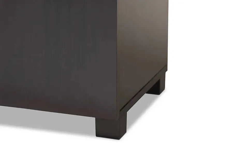 Emory Wenge Dark Brown Finished 2-Door Wood Entryway Shoe Storage Cabinet w/Open Shelves