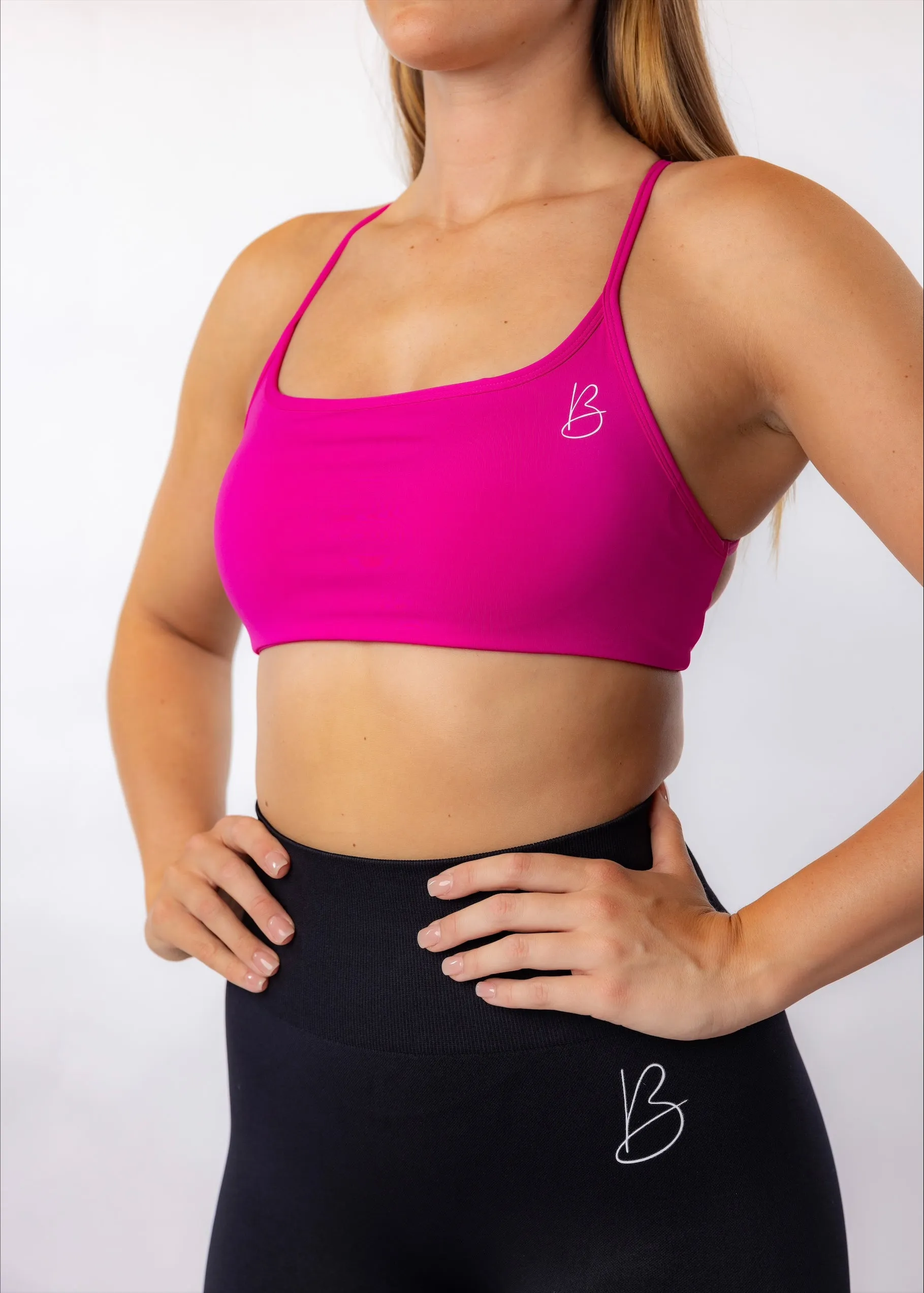 Fuchsia Open Back Sports Bra