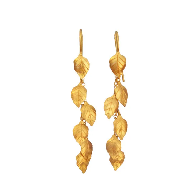 Golden Summer Leaves Dangling Earrings