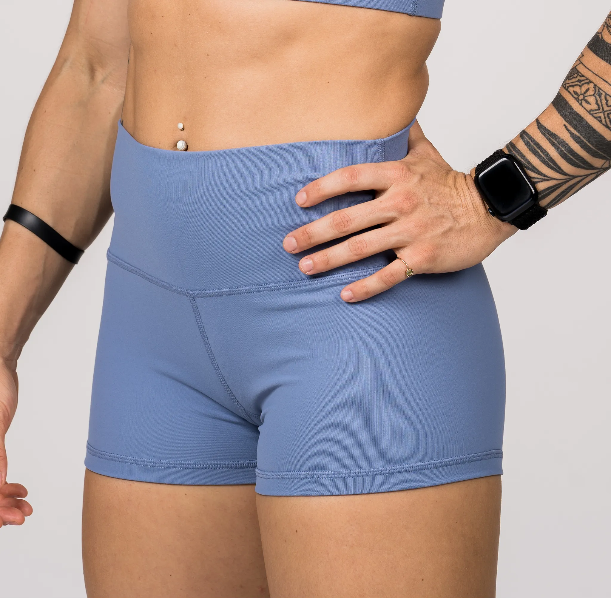 High Waist Booty Shorts - Periwinkle Blue