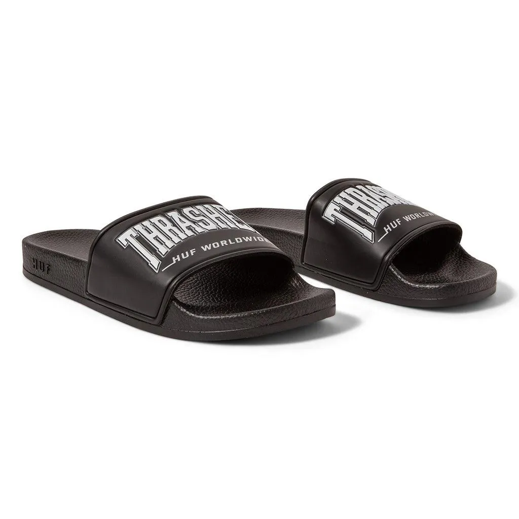 HUF x Thrasher Slides - Black