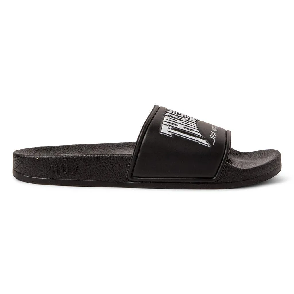 HUF x Thrasher Slides - Black