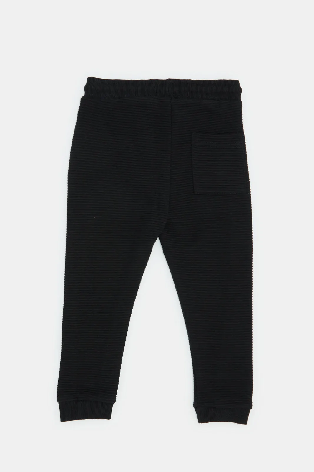 Infant Boys Black Ribbed Track Pants