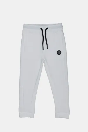 Infant Boys White Ribbed Track Pants