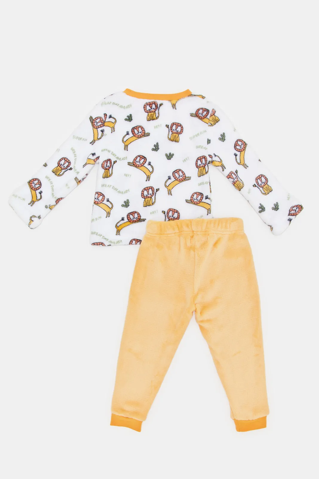 Infant Boys Yellow Tiger Fluffy T-Shirt Pyjama Set (2 Piece)