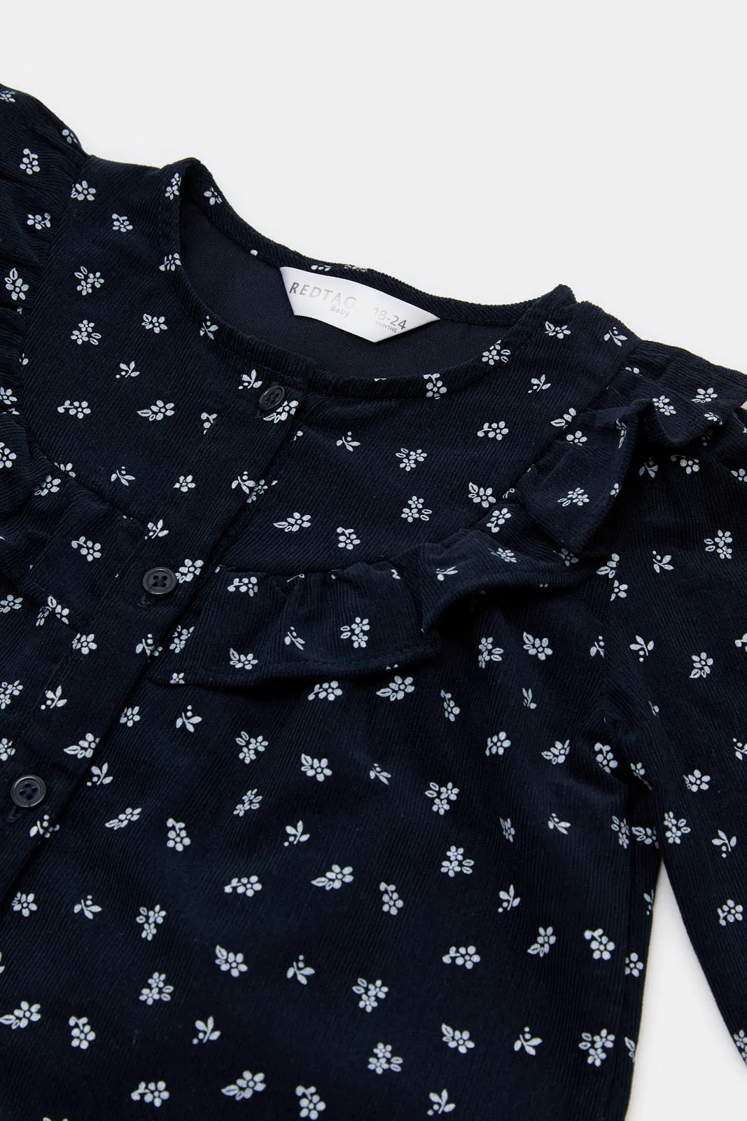 Infant Girls Navy Front Buttoned Printed Blouse