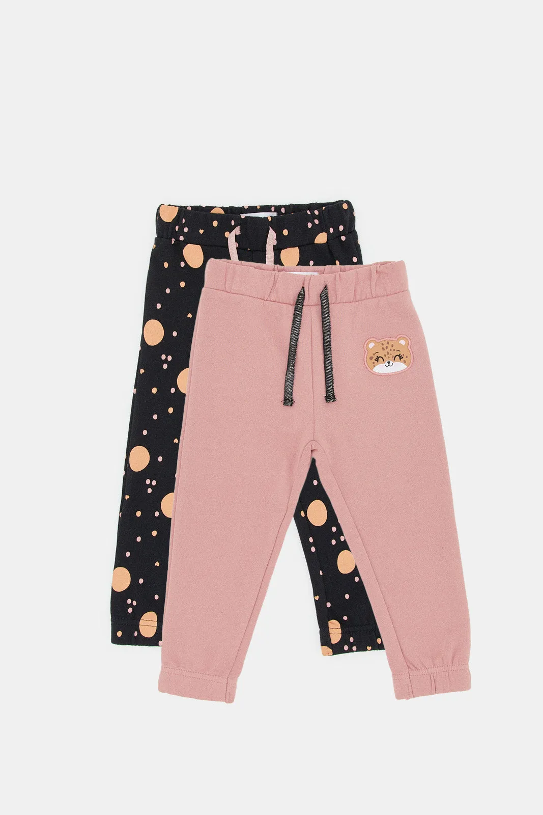 Infant Girls Pink And Black Active Pant Set (Pack of 2)