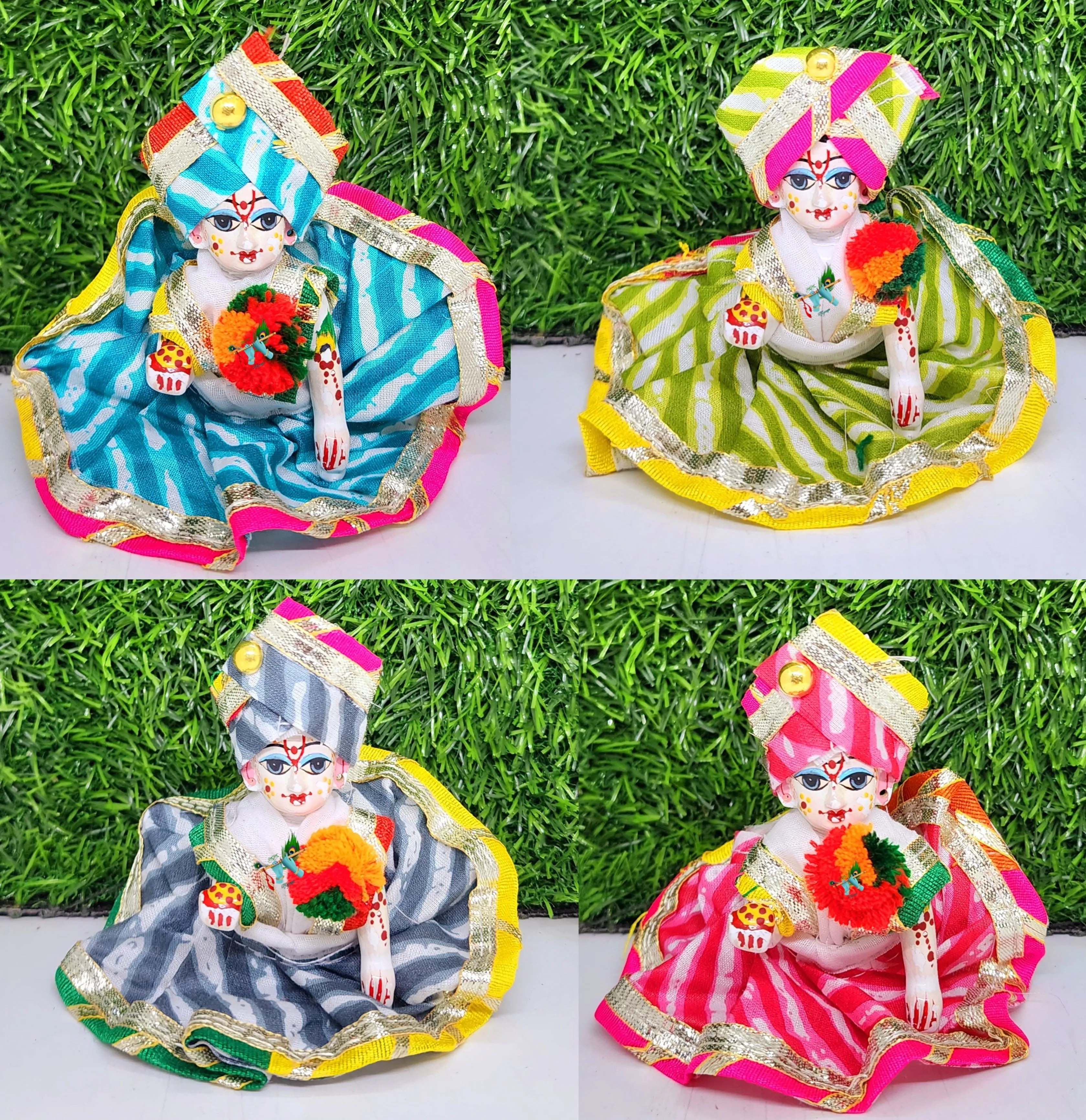 Laddu Gopal Gujarati Dress Pack of 4 [random print and color]