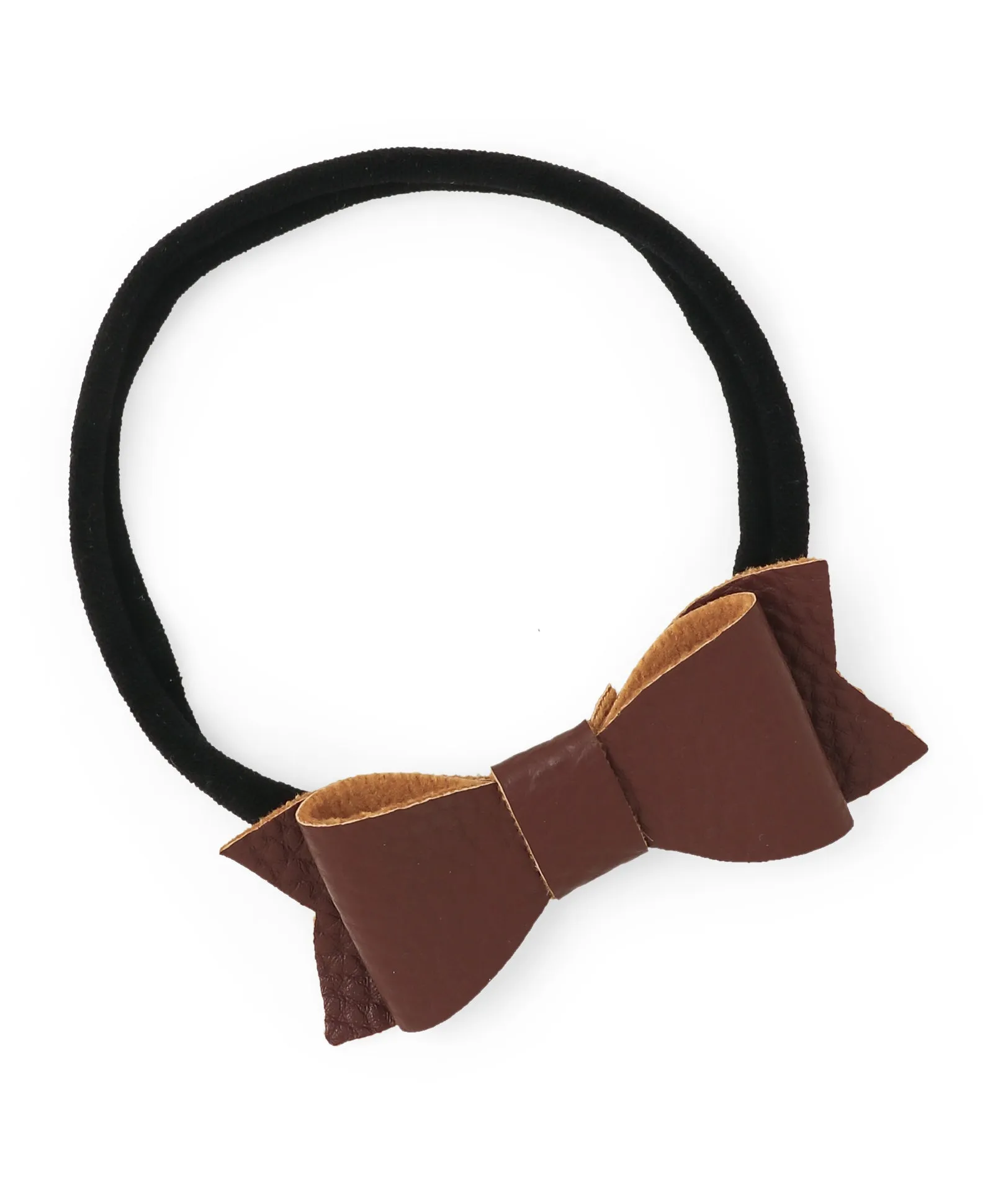 Leather Bow & Knot Headband Set - Red & Brown