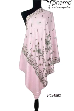 light pink emb stole - 4802