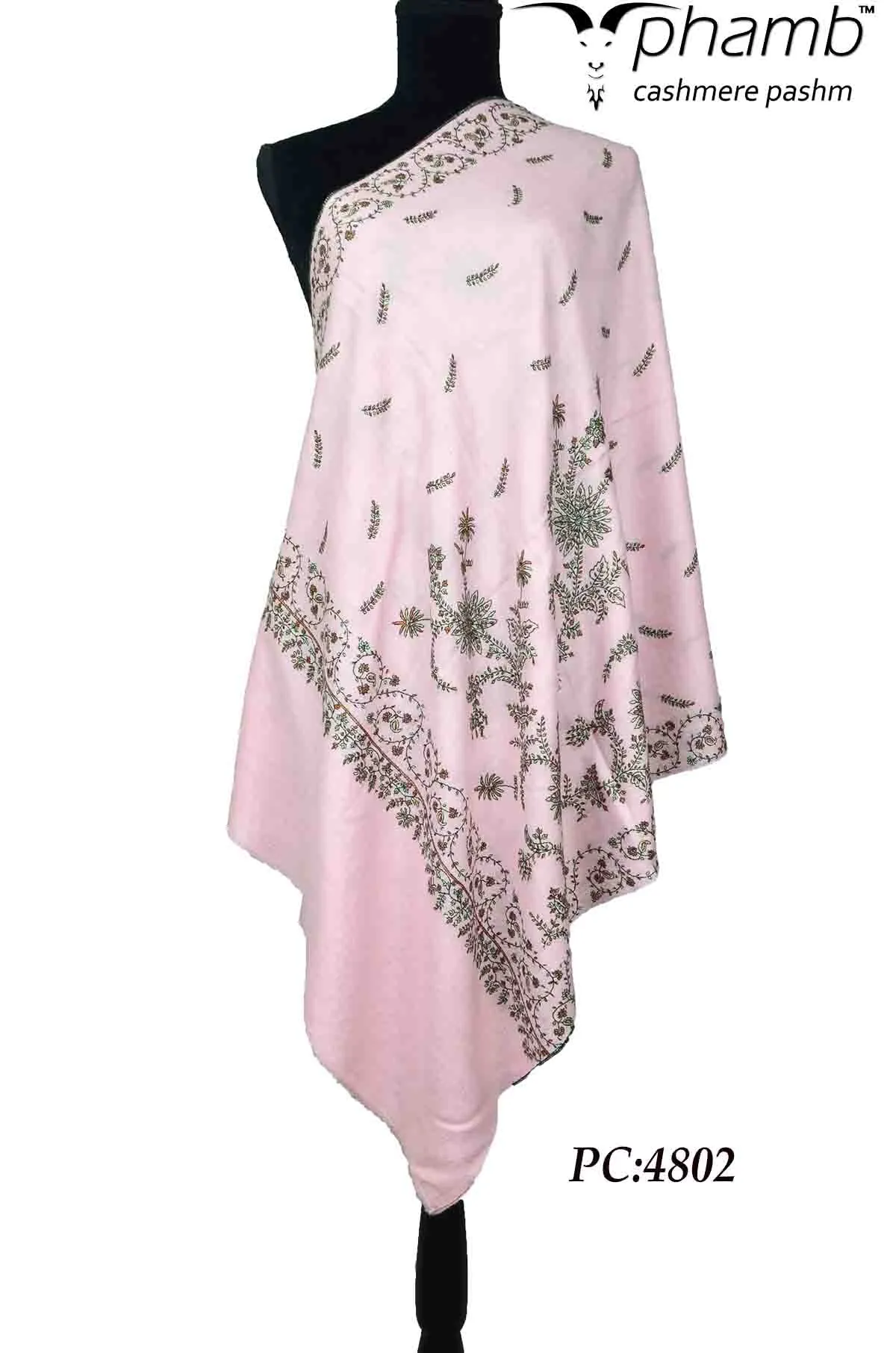 light pink emb stole - 4802