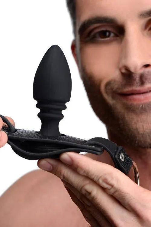 Male Cock Ring Harness with Silicone Anal Plug