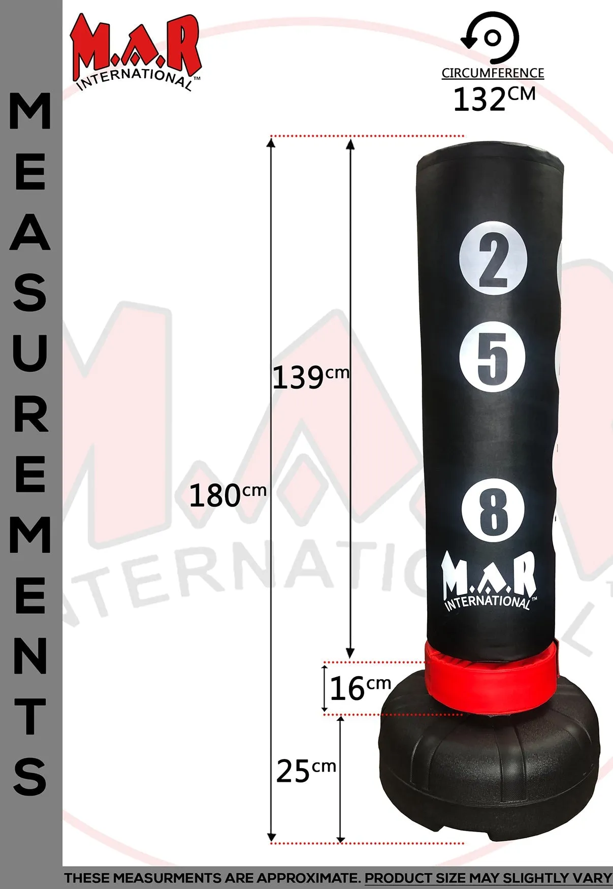 MAR-260B | Freestanding Heavy Duty X-Large 180cm Tall Punching Bag with Scoring Zones