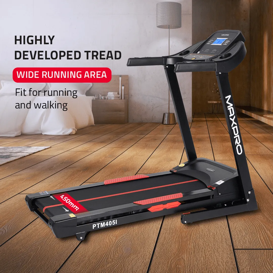 MAXPRO Torque Auto Incline Treadmill for home gym | 4.5Hp Peak DC Motor | 15Level Auto Incline | Max. Speed 14Km/Hr,120KG User Weight,Fitshow App, Free Diet Plan,Home Use Foldable Treadmill(PTM405IDC)